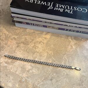 Vintage 90s made in Italy .925 silver thick herringbone bracelet